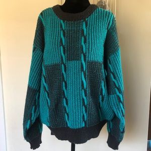 ✿ 5/$35 vintage teal and grey sweater ✿